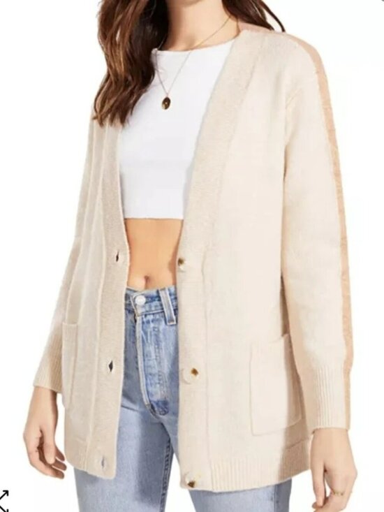 BB Dakota by Steve Madden Sweaters - BB Dakota Steve Madden Study Date Two Toned Color Blocked Cardigan - Size Large